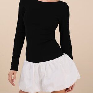 Lulus Ideal Approach Black And White Long Sleeve Mini Dress - Size M